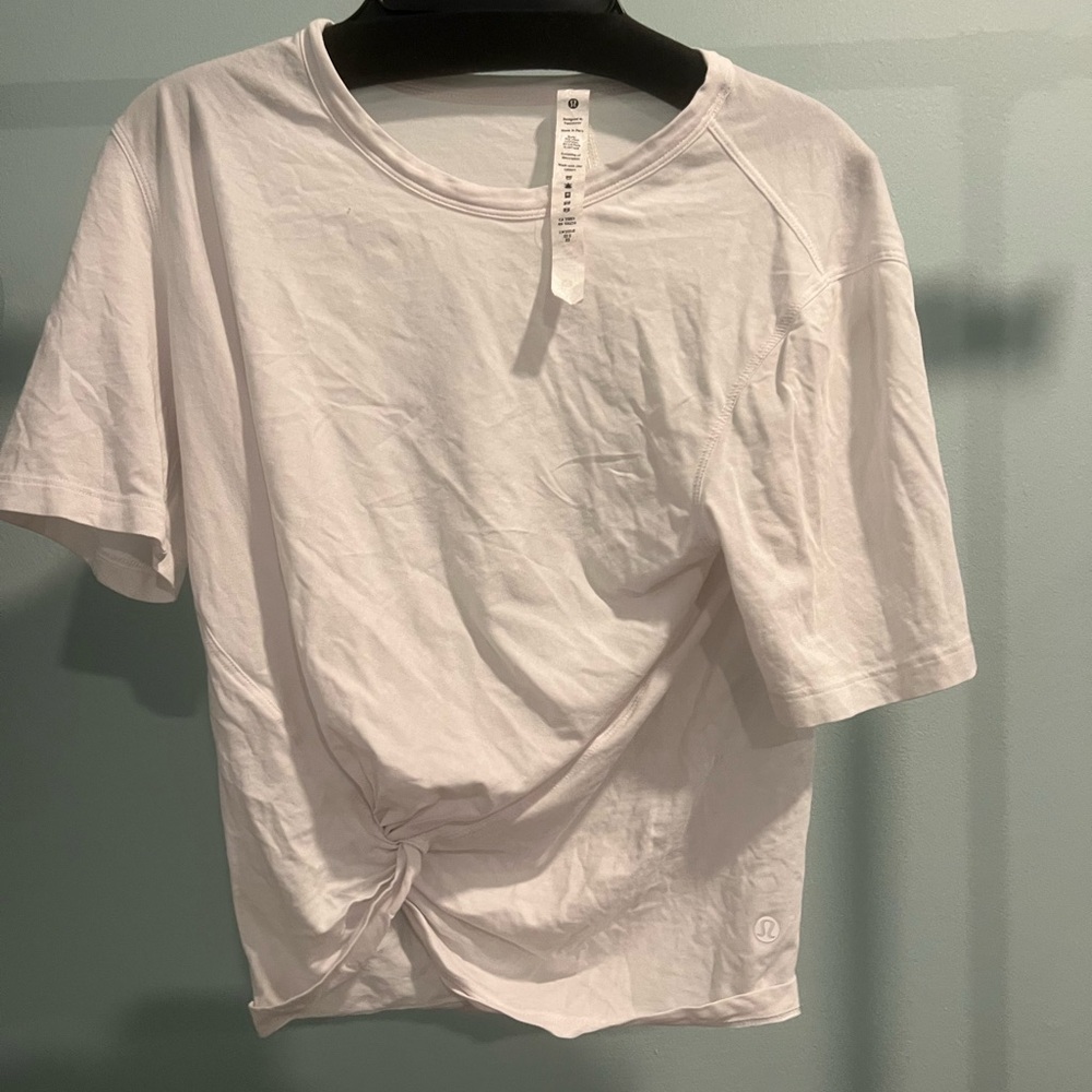 Lululemon white knot tie crop tee